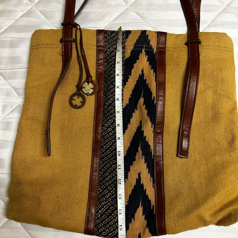 Lucky Brand leather/cotton/linen tote bag - Picture 8 of 9